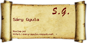 Sáry Gyula névjegykártya